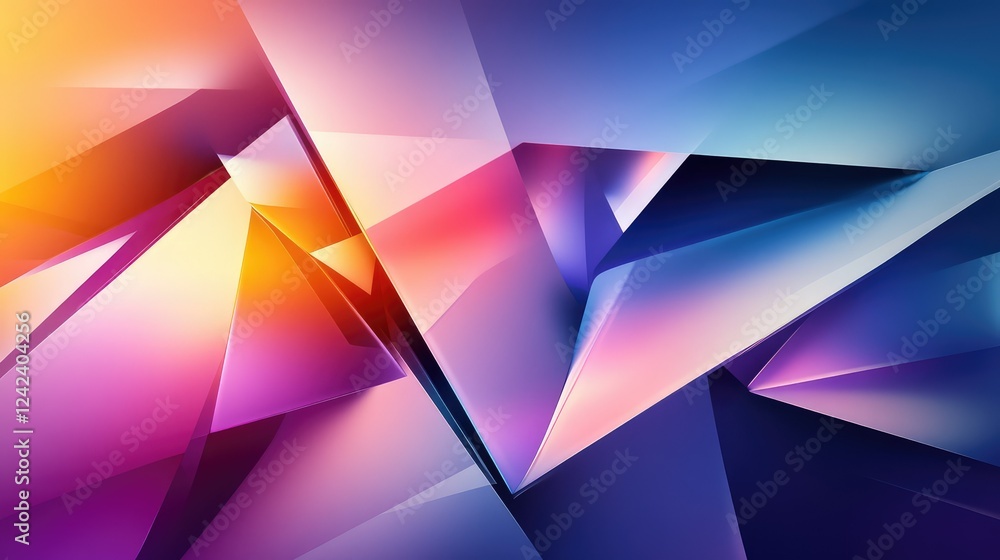 Poster vibrant abstract geometric shapes with colorful gradients creating dynamic visuals for modern design