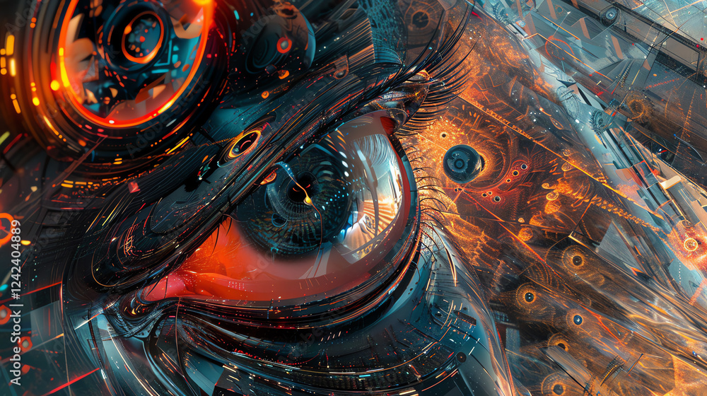 Fototapete capture a close-up shot of futuristic technologies merging with psychological concepts utilize unexp