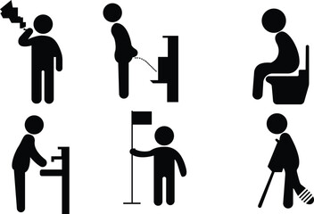 Man and woman toilet signs,Men performing different works