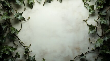 Ivy frame, white background, nature backdrop