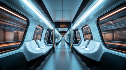 Sleek Interior Design of High-Tech Metro Train With Modern Features