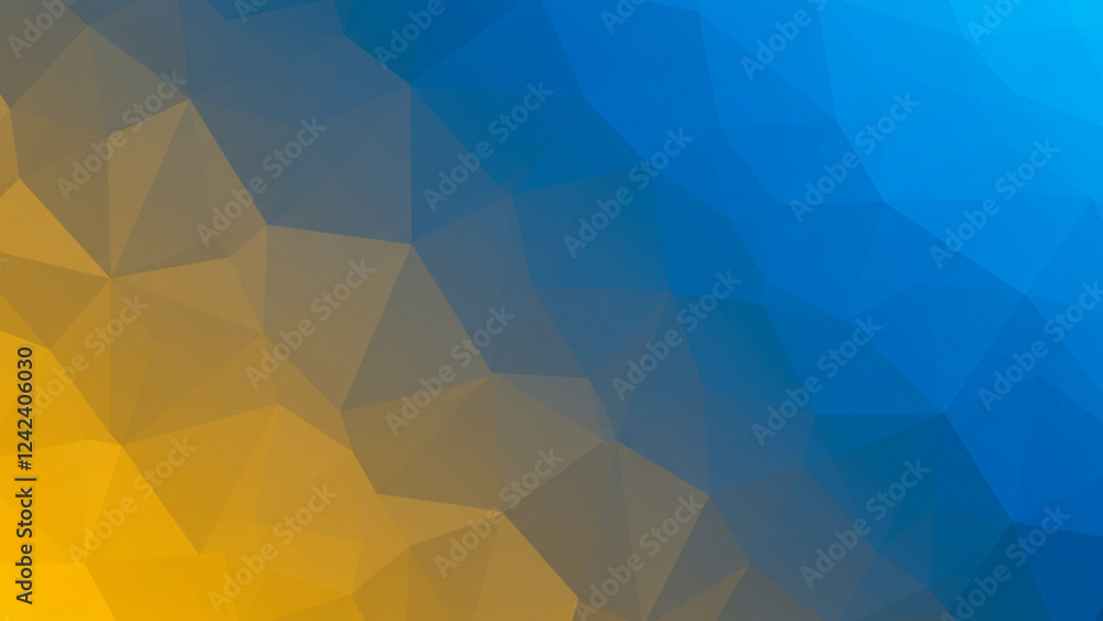 Poster a background featuring a geometric shape with a gradient transition from blue to yellow