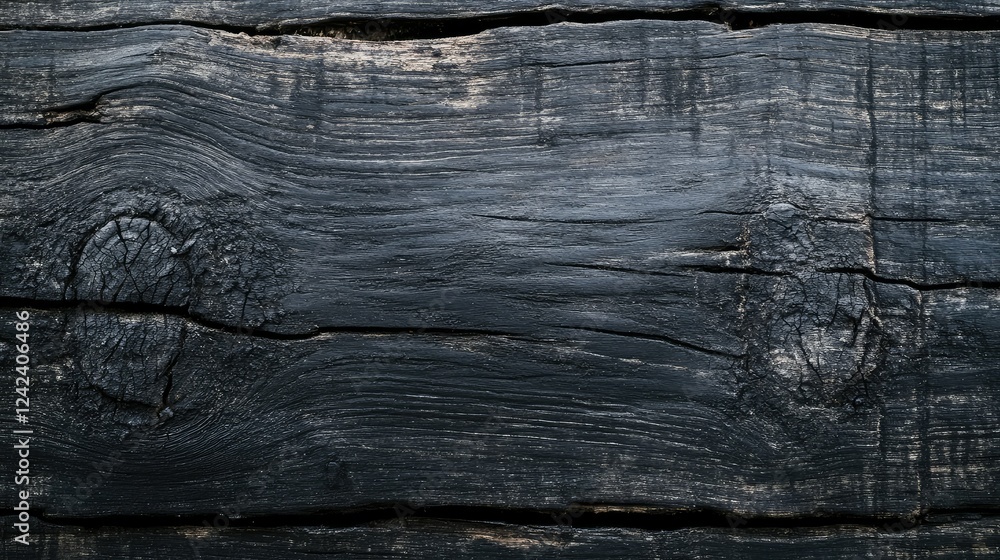 Aufkleber dark charred wooden texture featuring detailed grain patterns for use in backgrounds, designs, and r