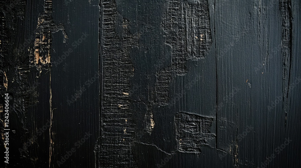 Poster textured black wooden surface with distressed patterns and subtle imperfections perfect for backgrou