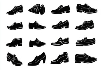 1080. Black shoes Icon Set Vector Silhouette Design Isolated on White Background --ar 3:2 --v 6.1 Job ID: 2c8eaf23-b540-4e3b-9358-d142ec5ea6ba