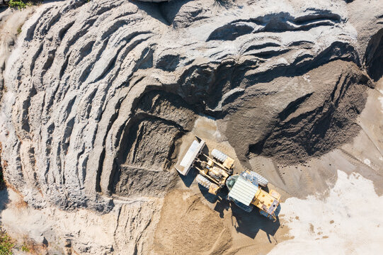 A loader at a sand and gravel excavation site