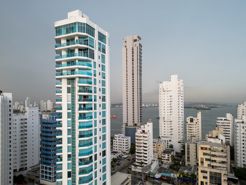 Blue And White Highrises Cartagena
