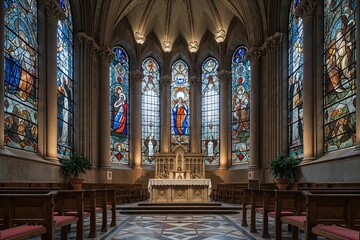 Obraz premium Inspiration and Architecture of Stained Glass at Chiesa del Redentore in Milan, Italy