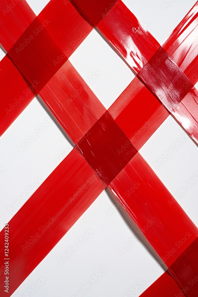 Aufkleber red translucent tape forming a cross shape over a white background