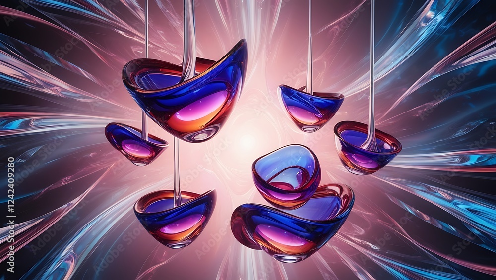 Poster glass shapes dynamic background. 3d rendering.