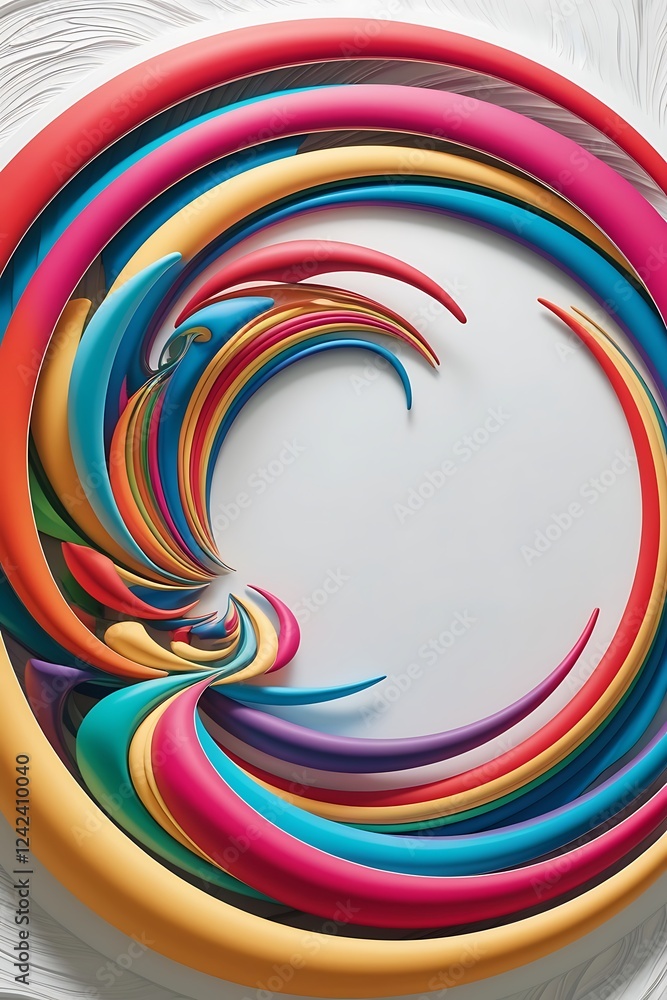 Poster abstract curved shapes. white circular background. abstract background