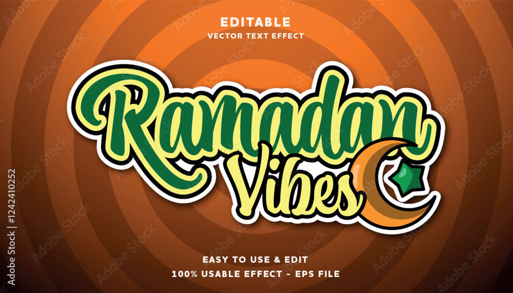 Poster ramadan vibes editable text effect with modern and simple style