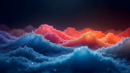 Colorful waves gently flowing over dark background creating captivating illusion of depth and movement