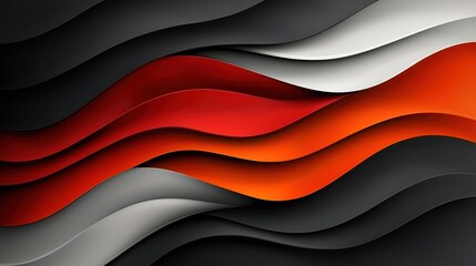 Dynamic abstract waves in red, black, and gray tones
