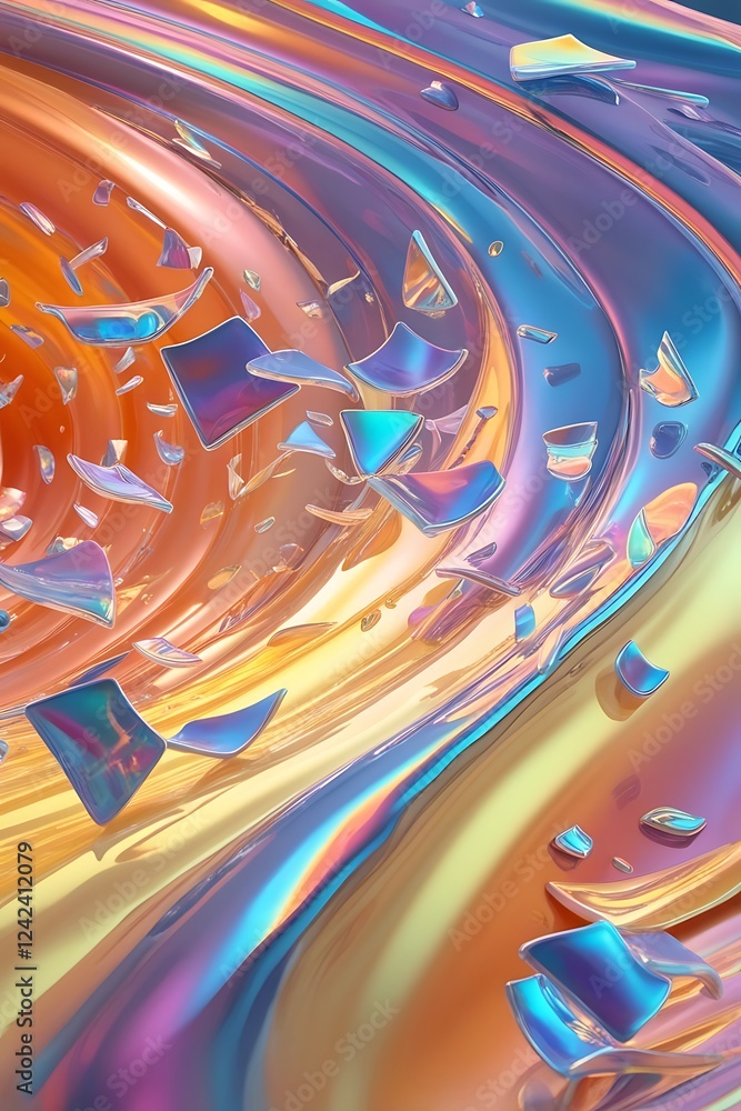 Poster abstract 3d background bright glass colorful gradient fluid wave render texture