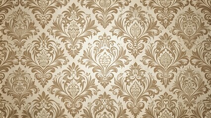 Elegant Damask Pattern A Luxurious Beige and Brown Floral Design for Textile and Wallpaper Applications