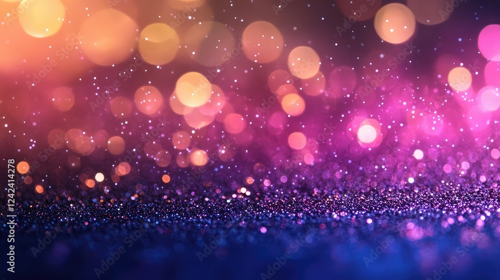 Poster colorful bokeh background with shimmering glitter and soft lighting for festive and creative project