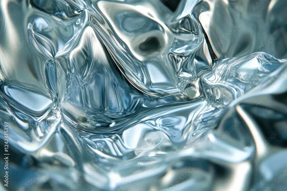 Poster abstract metallic surface with shimmering reflection and intricate wavy patterns