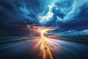 Obraz premium Stormy sky over a road