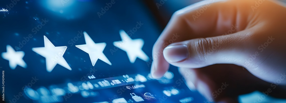 Aufkleber a close-up of a person reading product reviews on an e-commerce website, focusing on the interface w