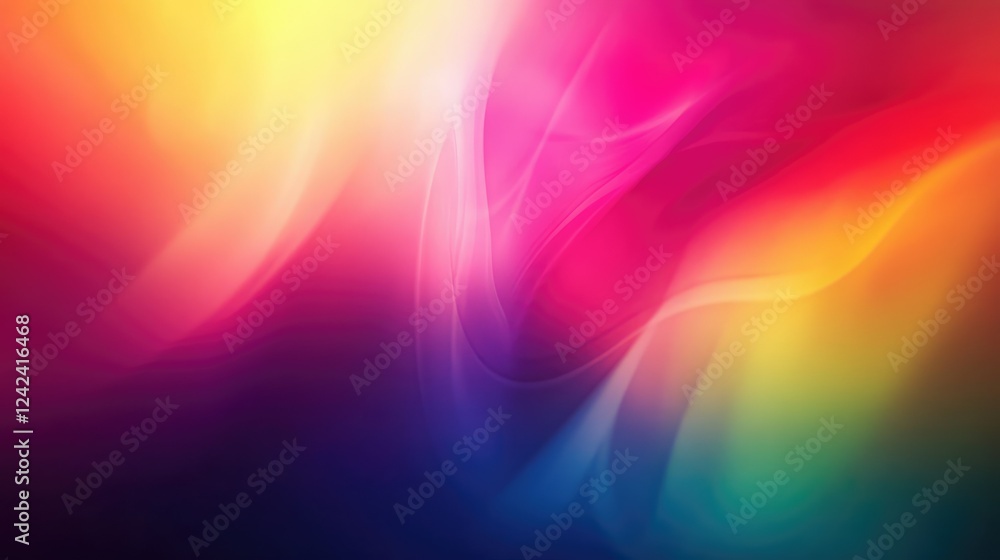 Poster vibrant abstract background with vivid colors and soft curves, creating a dreamy and ethereal atmosp
