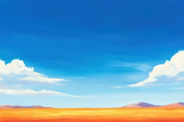 Golden Wheat Fields Under a Vast Blue Sky - Oil Painting Style