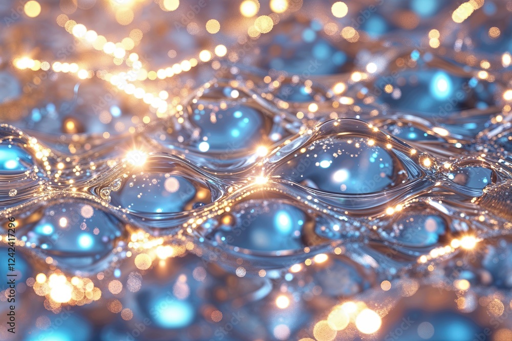 Poster glistening texture effect on transparent background with shimmering glass reflections and ambient li