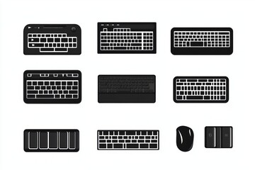Diverse Collection of Stylish Black Keyboards and Input Devices