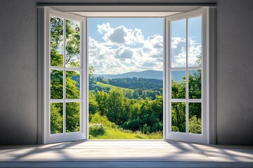 White window on a white wall.
