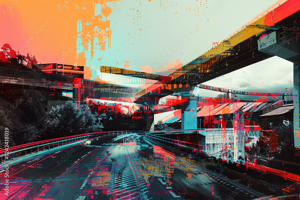 Poster embark on an urban adventure through a surreal landscape featuring unexpected camera angles that dis