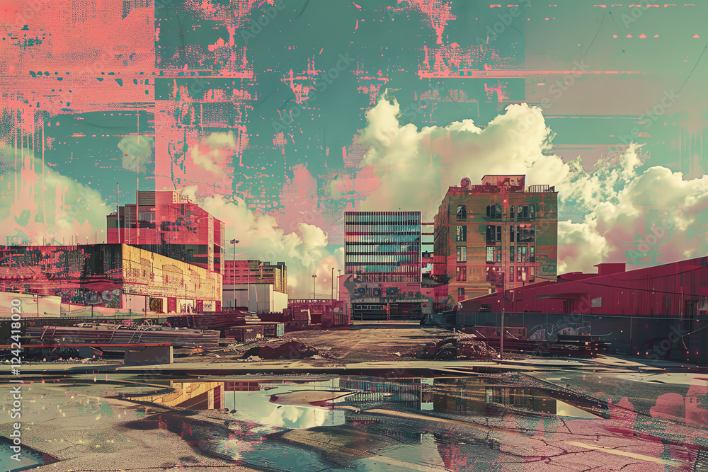 Poster embark on an urban adventure through a surreal landscape featuring unexpected camera angles that dis