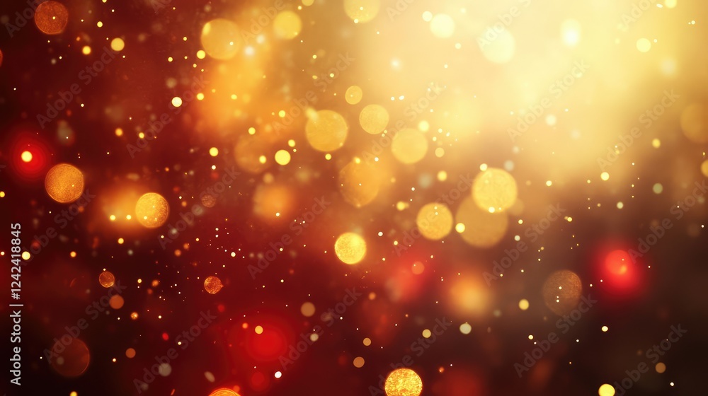 Aufkleber golden and red bokeh lights in a soft ethereal background creating a dreamy atmosphere for celebrato
