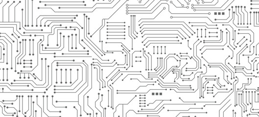Abstract futuristic circuit board technology background. Circuit board with various technology elements.