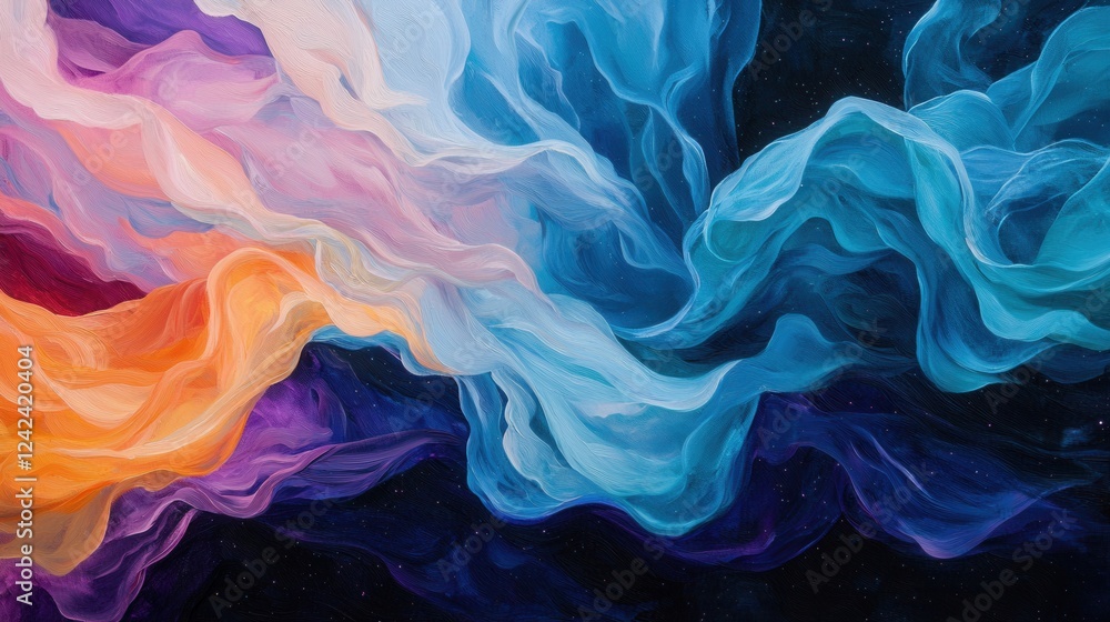 Aufkleber colorful abstract swirls with fluid dynamics and ethereal texture