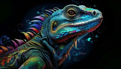 Lizard on a black background