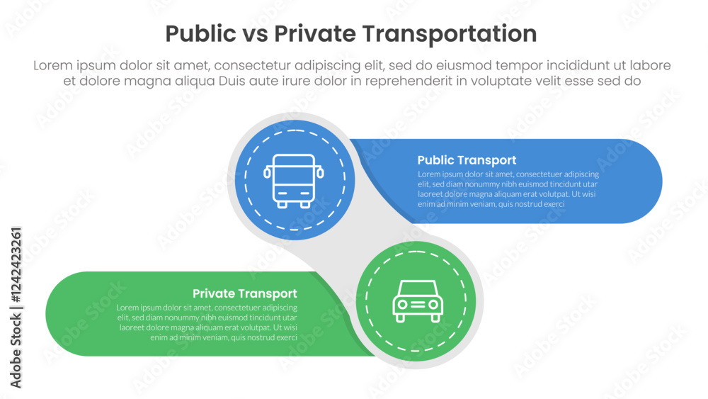 Poster public transport vs personal vehicle comparison concept for infographic template banner with creativ