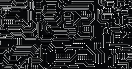 Technical vector seamless pattern with circuit board. 