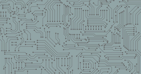 Circuit board seamless pattern isolated on blue background.