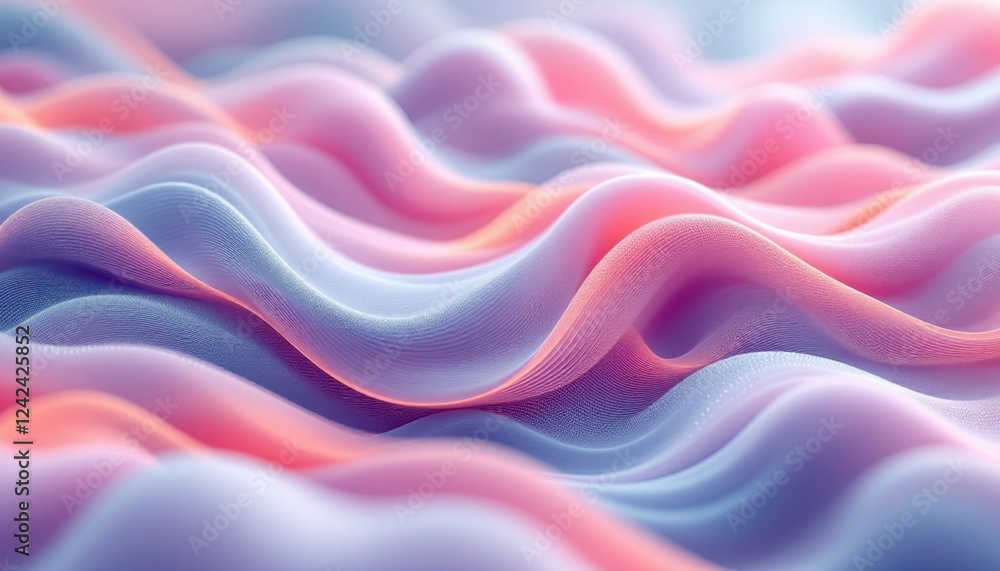 Poster abstract soft pastel waves with fluid movement and light texture