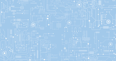 Circuit board seamless pattern isolated on white background.
