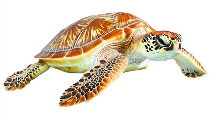 Majestic Sea Turtle Swimming Gracefully Underwater with Colorful Shell and Beautiful Patterns, Representing Marine Life and Conservation Efforts