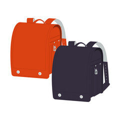 赤と黒のベーシックなランドセル／ベクターイラスト