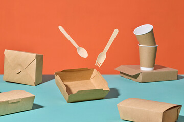 Eco-Friendly Packaging Display with Paper Cups and Boxes