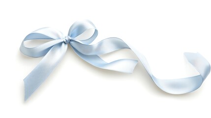 Naklejka premium Light blue ribbon bow, gift wrap