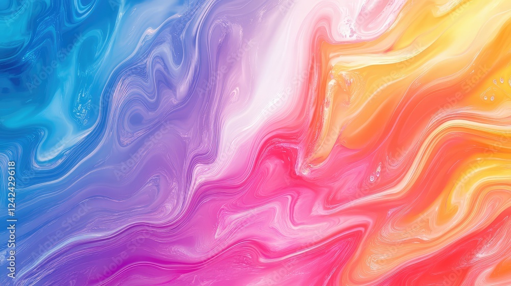 Poster vibrant rainbow gradient blending seamlessly into a fluid abstract digital background