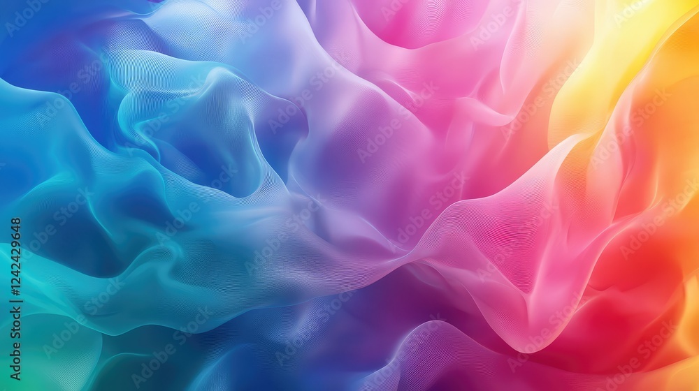 Poster vibrant rainbow gradient blending seamlessly into a fluid abstract digital background
