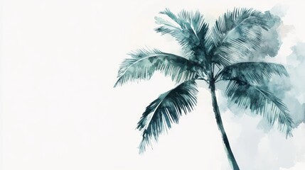 Watercolor Palm Tree, Beach Scene, Tropical Relaxation, Vacation Poster