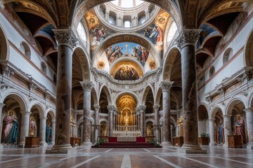 Obraz premium Discover Renaissance Architecture and Stunning Frescoes at the Basilica of San Bernardino L'Aquila Italy