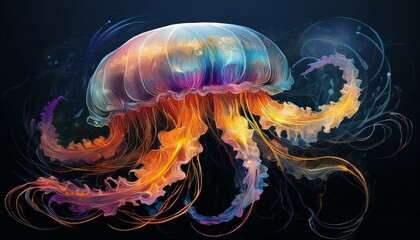 Fototapeta premium Jellyfish on a black background