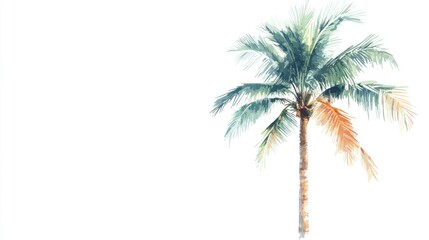 Watercolor Palm Tree Tropical Beach Summer Vacation